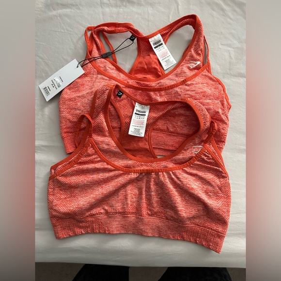 Two Gymshark Vital Boost Sports Bra in Large Orange Marl - Picture 1 of 2